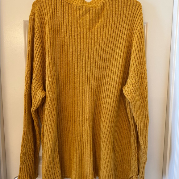 Mustard Yellow Gold V-Neck Oversized Sweater - Picture 2 of 6